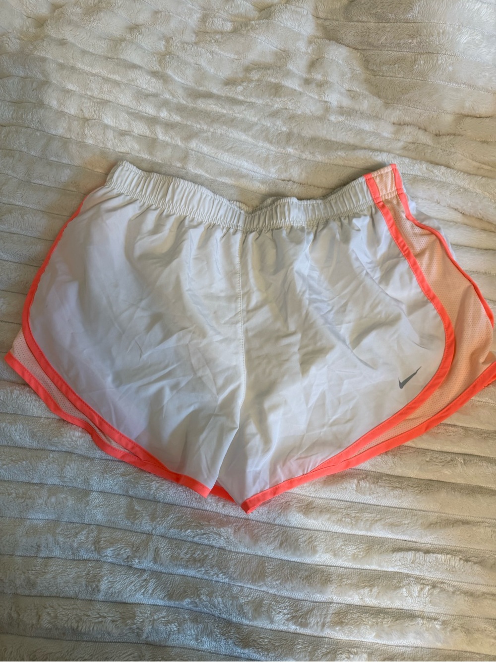 Nike Women's White Athletic Shorts with Coral Trim